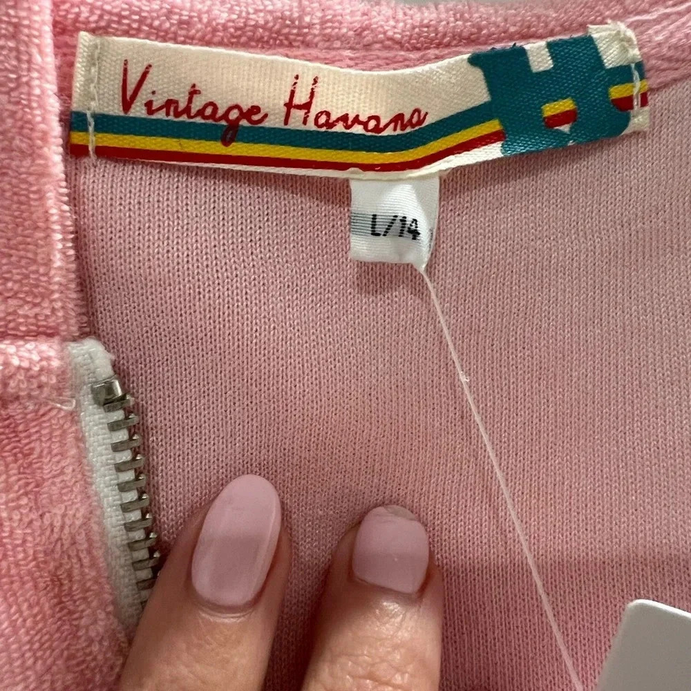 NWT Vintage Havana Terry Cloth Ombré Pink and Orange Zip-up Hoodie - Picture 3 of 8
